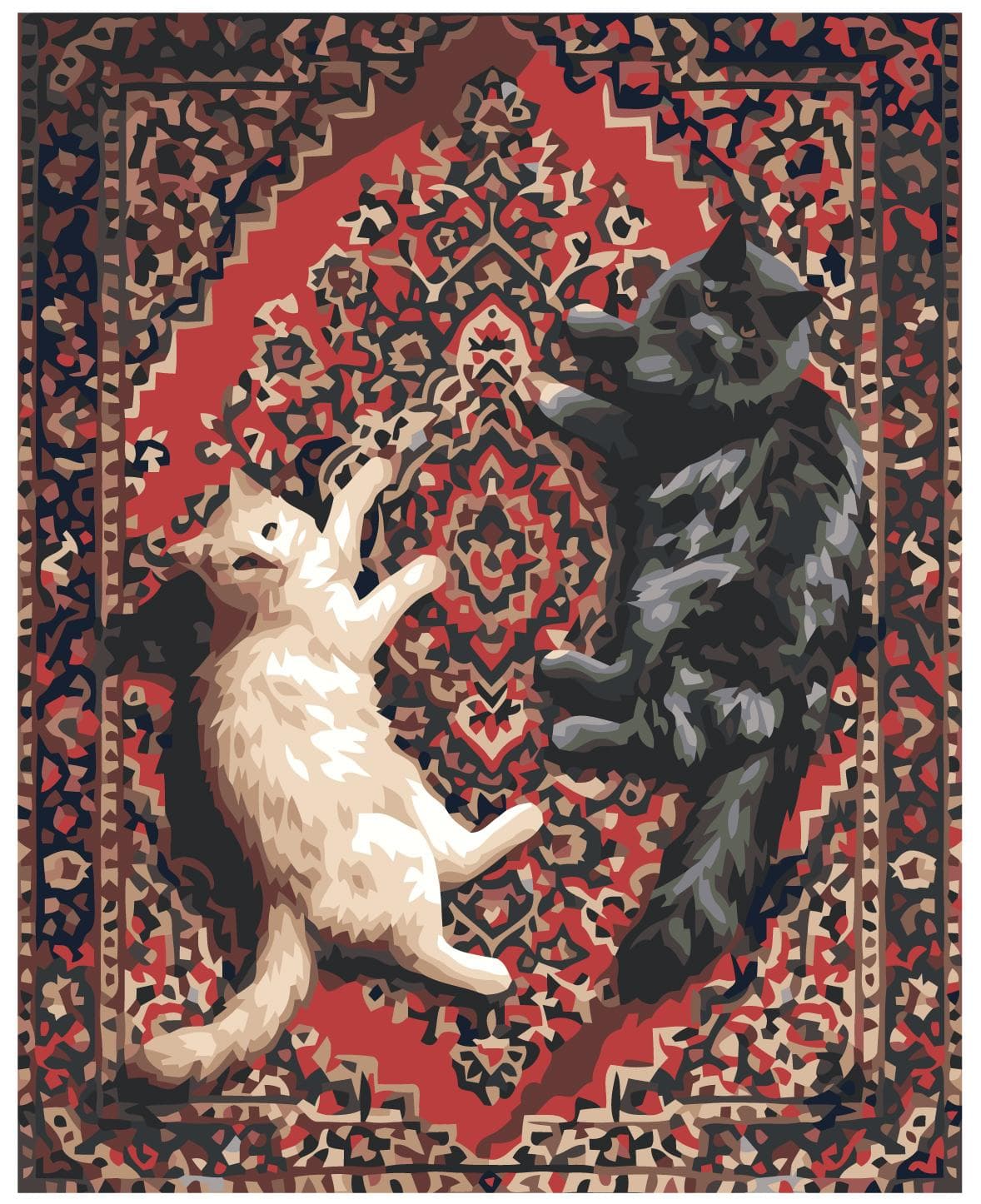 Картина по номерам (нал) 40*50 см "Коты на ковре"