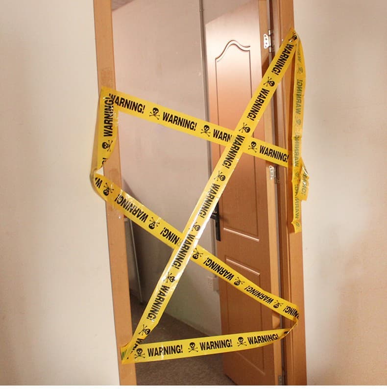 Лента "Warning" желтая