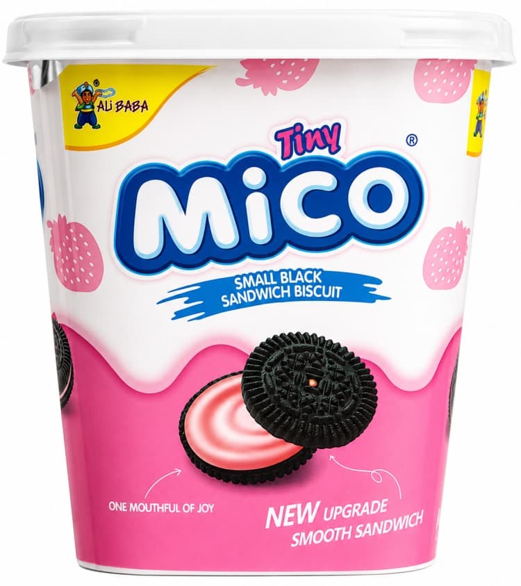 Печенье Tiny Mico Black Sandwich Strawberry Yogurt 88гр