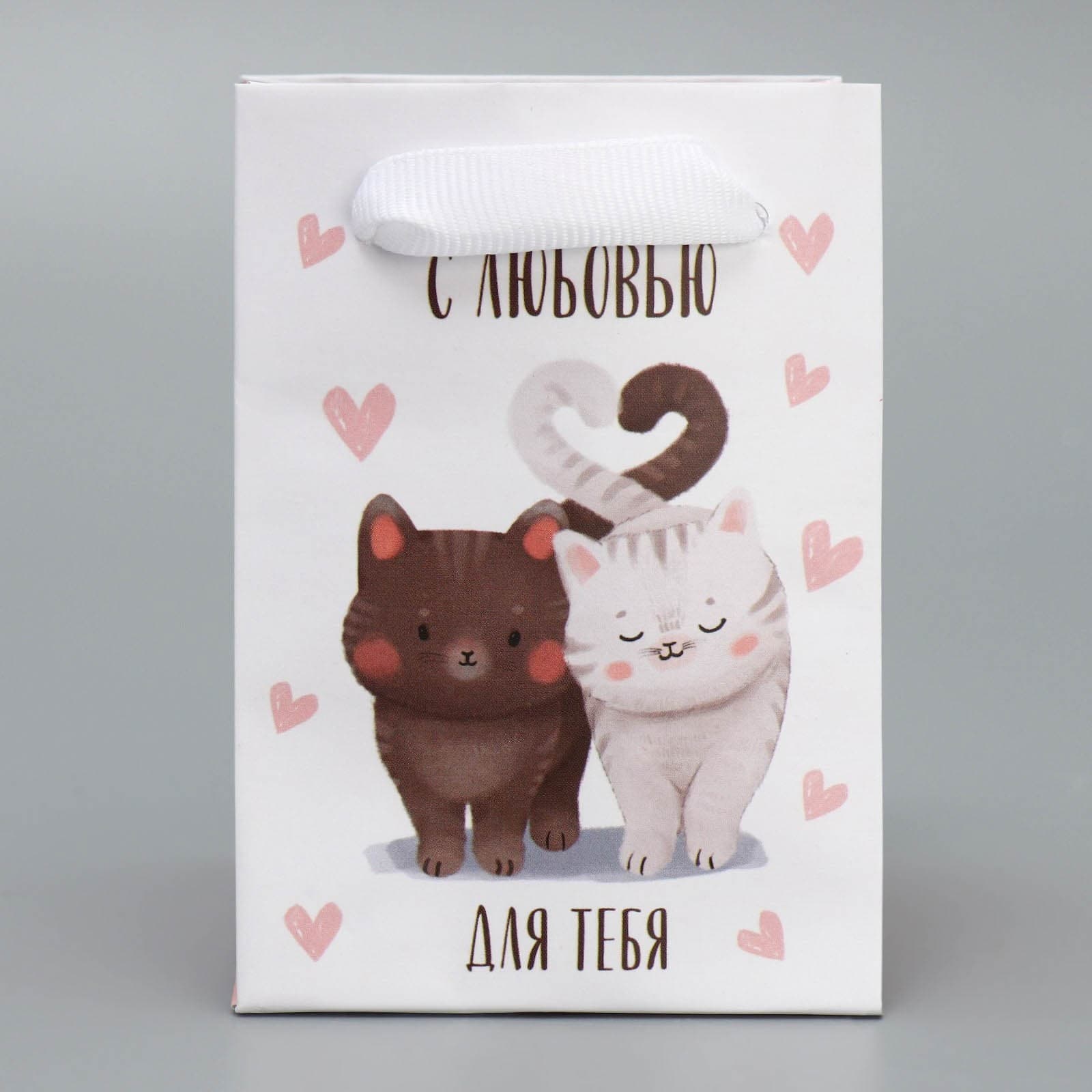 Пакет подарочный ламинированный, упаковка, «Котики», 7×10×7 см