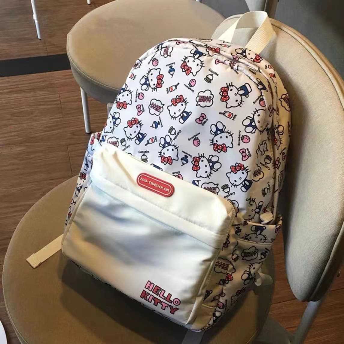 Рюкзак белый "Hello Kitty" паттерн