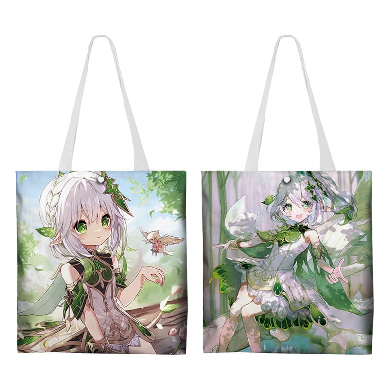 Шоппер "Genshin Impact" Нахида (зеленая с листиками)