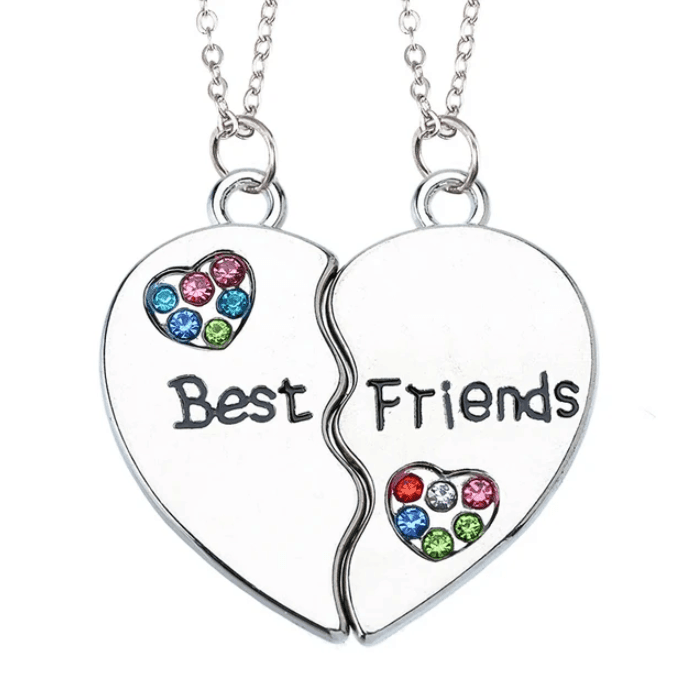 Парный кулон "Best friends" с разноцветными стразами
