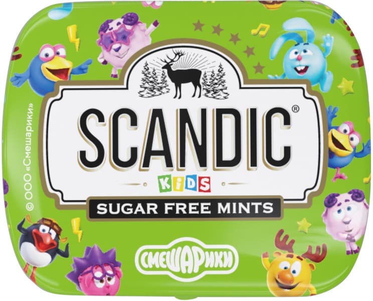 Конфеты Scandic со вкусом Яблоко смешарики 14гр