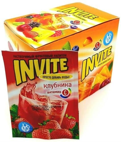 Растворимый напиток Invite Клубника 9гр