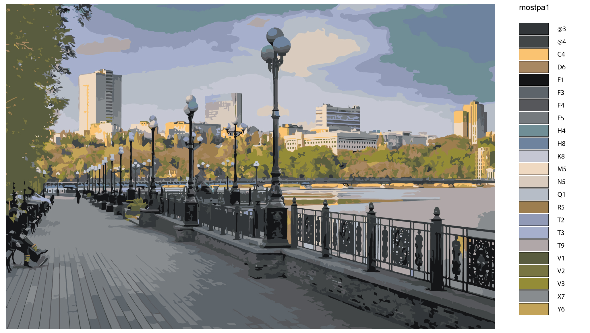 Картина по номерам (нал) 40*60 см "Донецк. Набережная 2" mostpa1