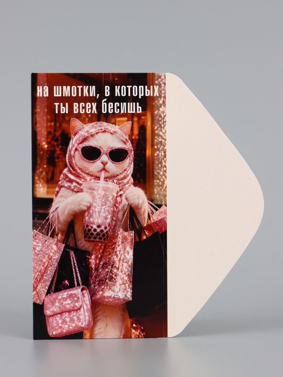 Конверт для денег «На шмотки», кошечка, 16.5×8 см   11081123