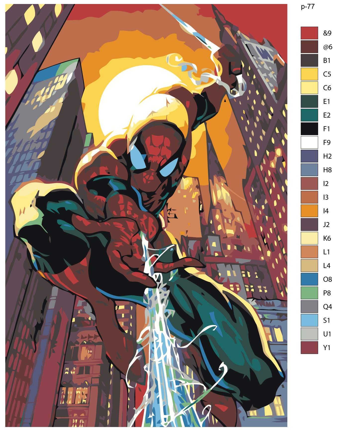 Картина по номерам (нал) "Человек паук" 40*60 (P-77)