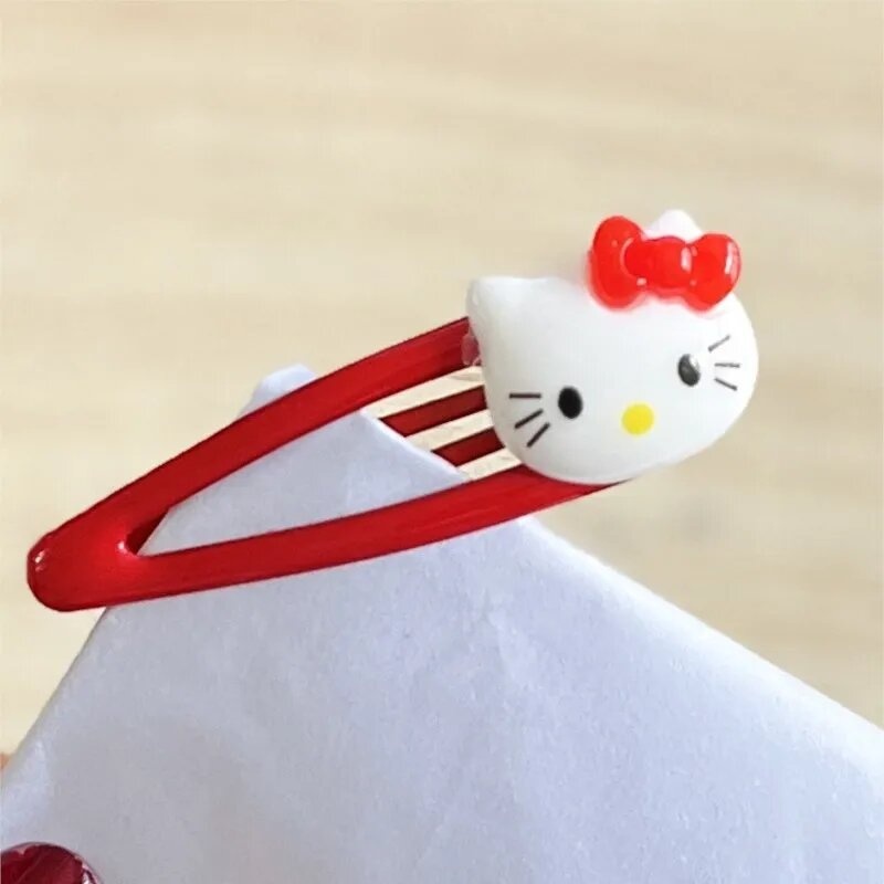 Заколка клик-клак красная"Hello Kitty"