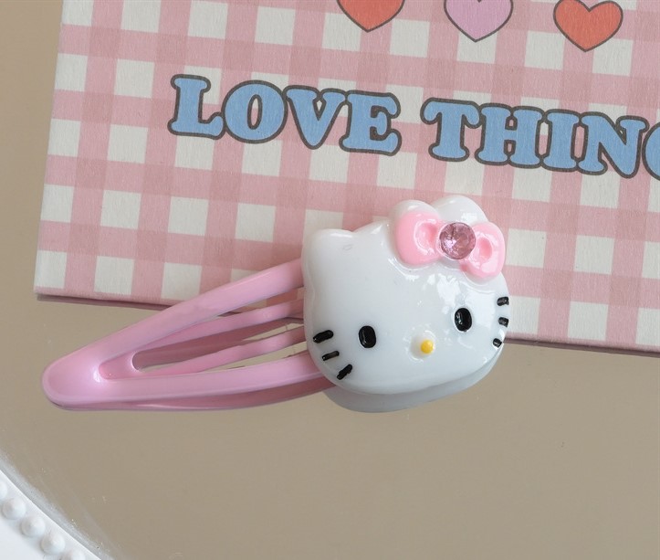 Заколка клик-клак розовая "Hello Kitty"