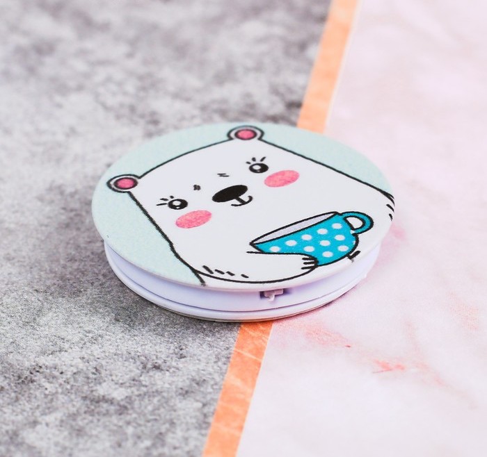 Попсокет «Мишка с кружкой», 4 × 4 см