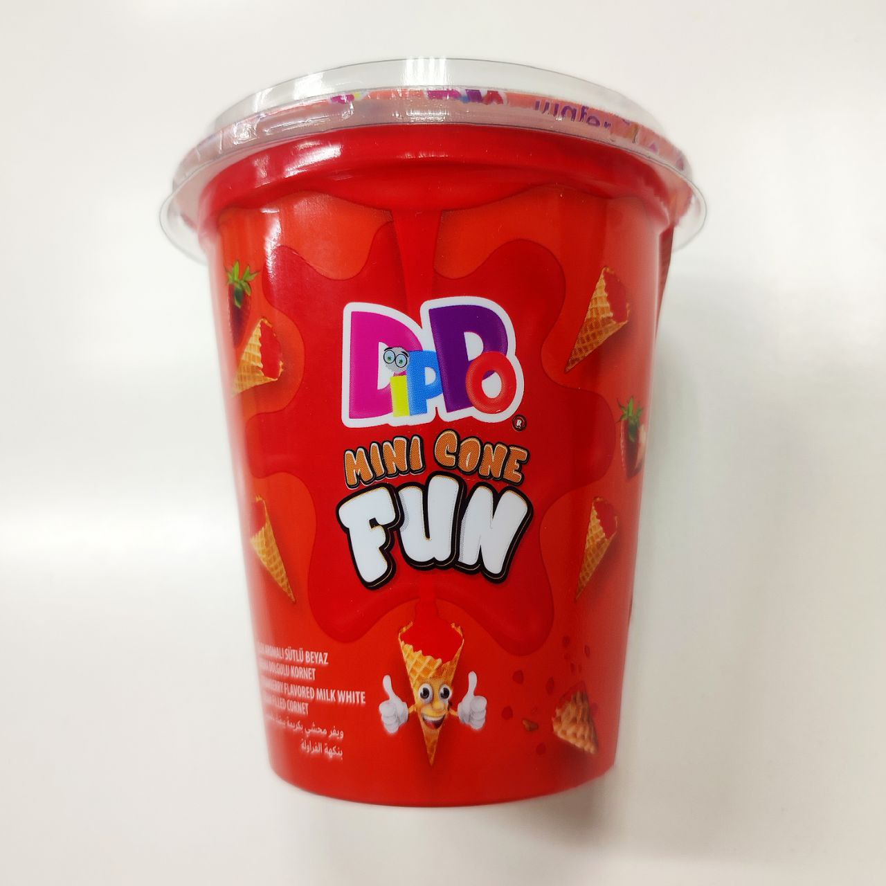 Вафельный рожок Dippo Mini Cone Fun с клубничной начинкой, 60 г