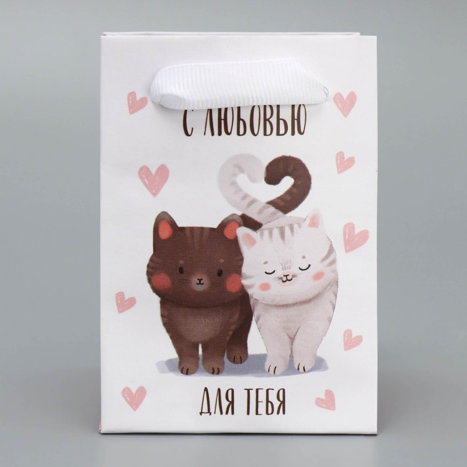 Пакет подарочный ламинированный, упаковка, «Котики», 7×10×7 см