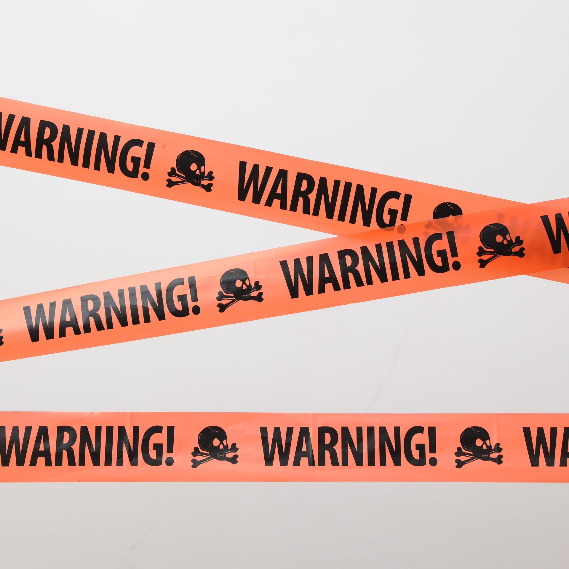 Лента "Warning" оранж.