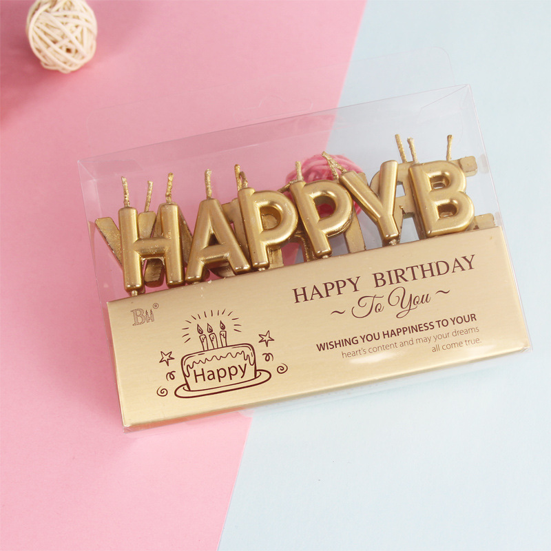 Свечи "Надпись Happy Birthday" цвет золото