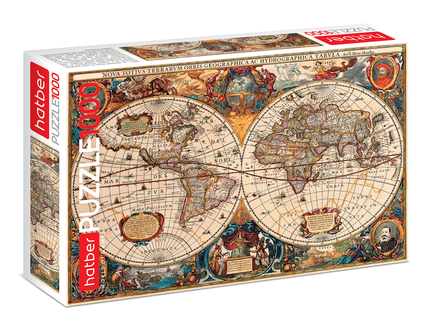 Пазлы 1000 элементов 68*48см -Старинная карта мира- 1000ПЗ2_14500 Hatber