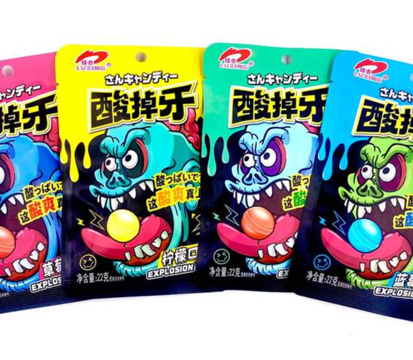 Шипучая карамель LUXIING  22г лимон, клубника, арбуз, черника