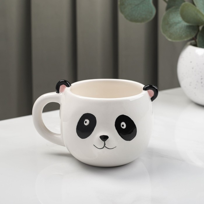 Кружка Доляна «Панда», 490 мл, доломит, белая