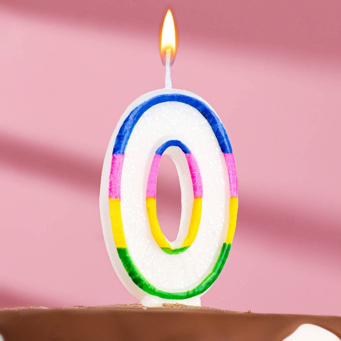Свеча для торта с блестками «Блестящий ободок», цифра "0", 7 см - фото 3