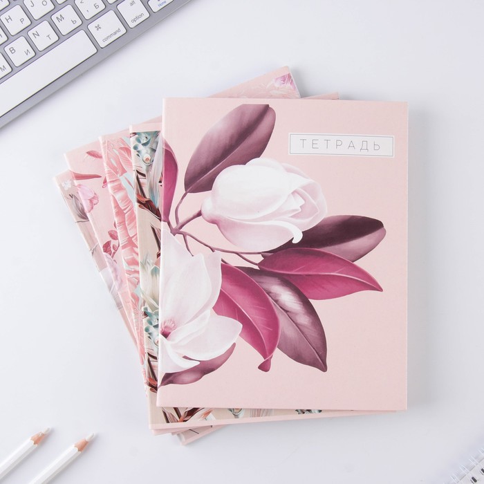 Тетрадь в клетку, 48 л., А5, на скрепке, блок №1 «Нежная ботаника» МИКС - фото 2