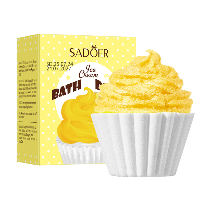 Бомбочка для ванны "Пирожное" (кекс) желтый верх