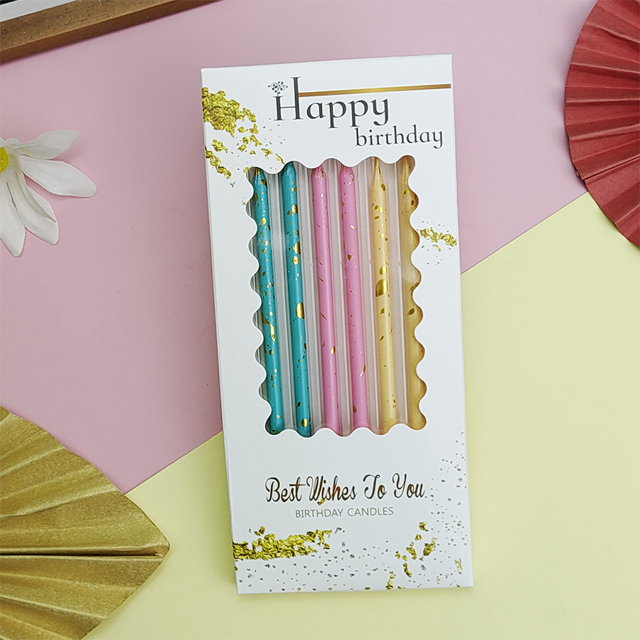 Набор свечей "Голубые+розовые+золотые"