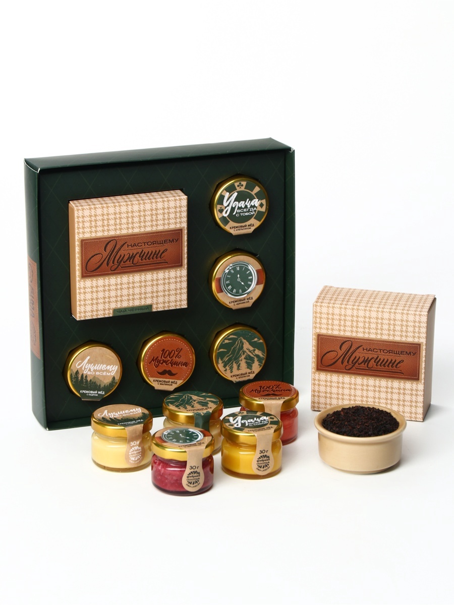 Подарочный набор «Настоящему мужчине»: крем-мёд, чай
