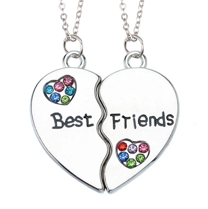 Парный кулон "Best friends" с разноцветными стразами
