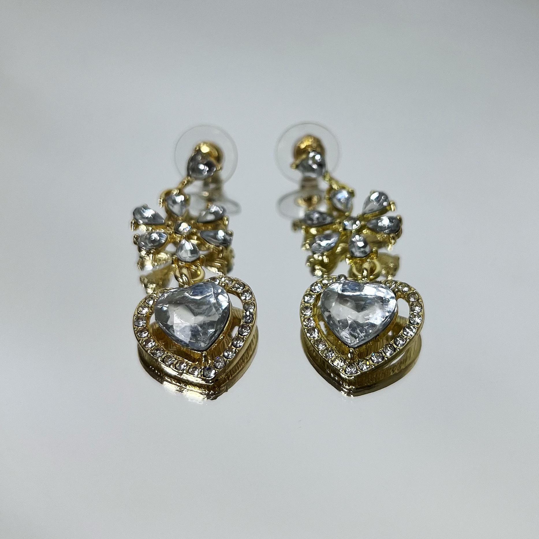 Серьги "Сердце полностью из камней"