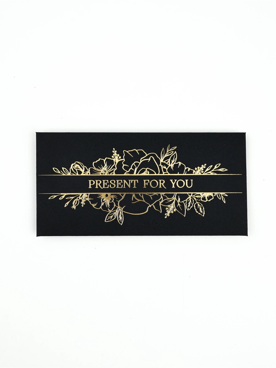 Конверт для денег Present for you, 16.5×8 см, тиснение, чёрный крафт