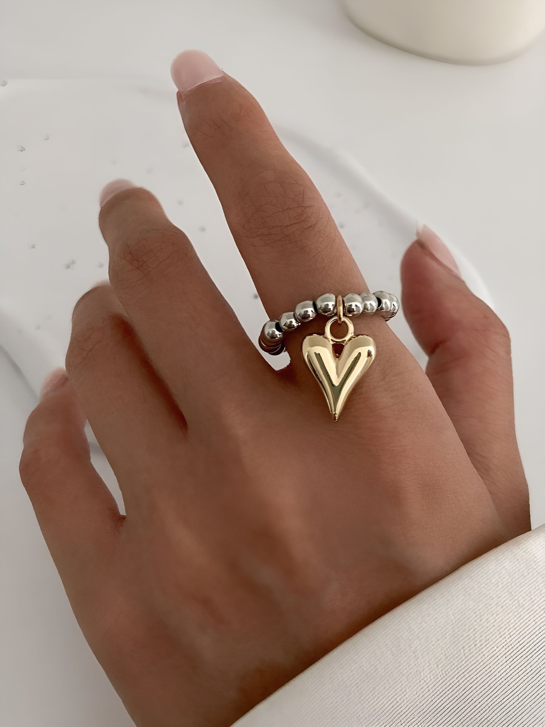 Кольцо "Кружочки" и сердце