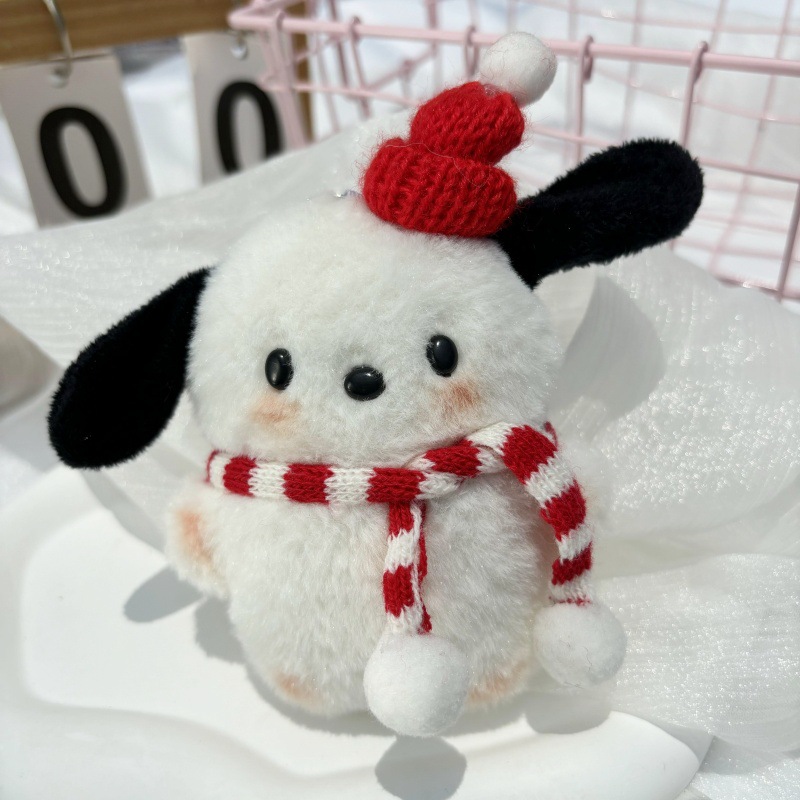 Брелок-мягкая игрушка "Кролик в новогоднем шарфике 2" 17 см