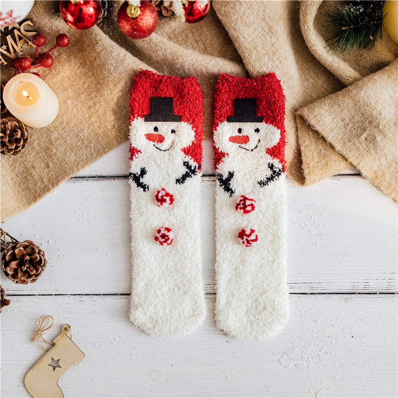 Носочки махровые белые "Снеговик"