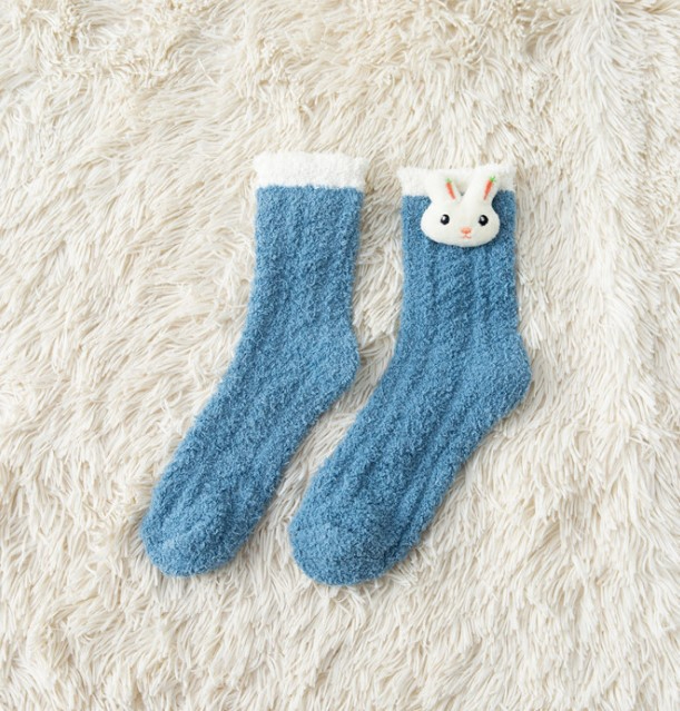 Носочки махровые синие "Кролик"