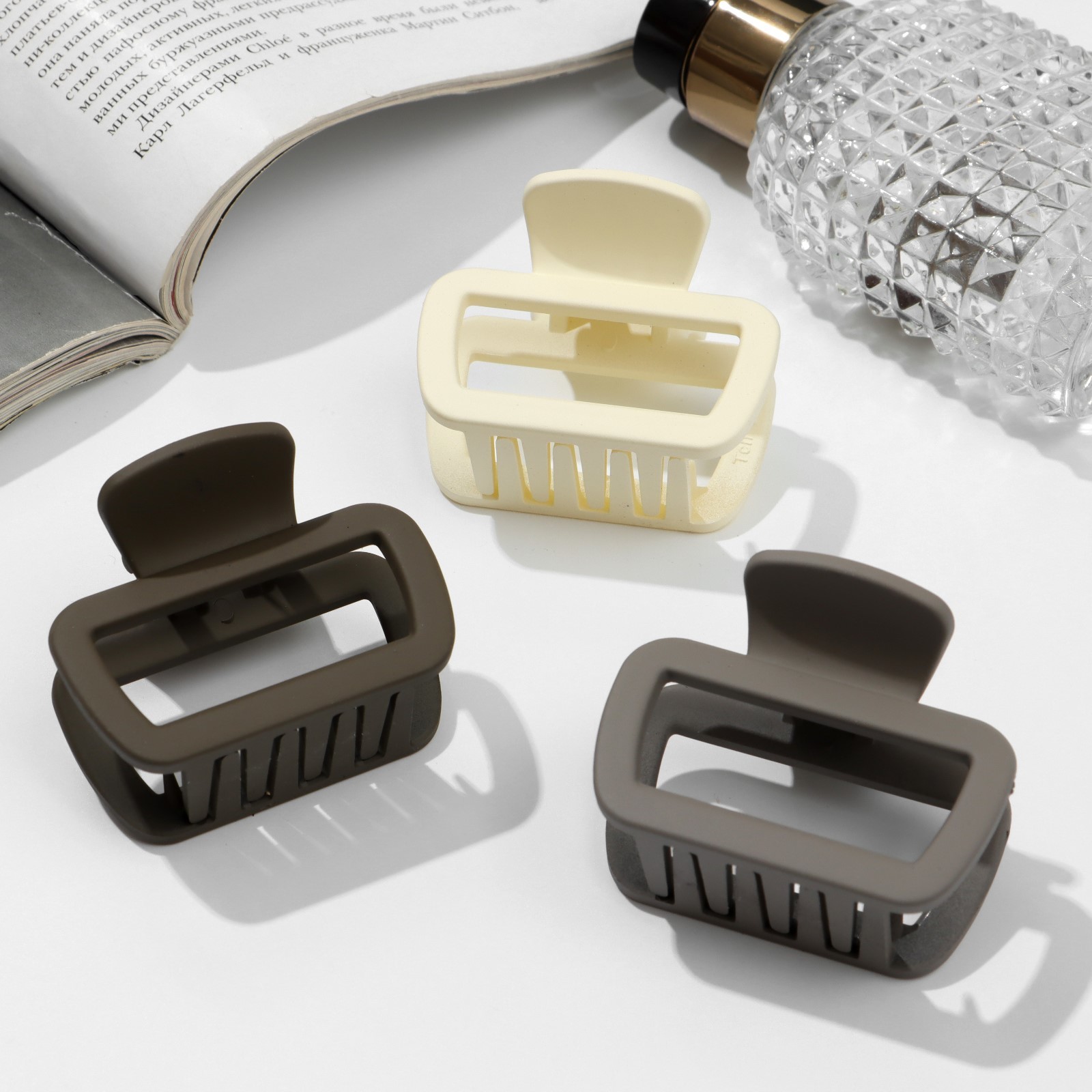 Краб для волос «Матовый», прямой мини, 5 см, МИКС