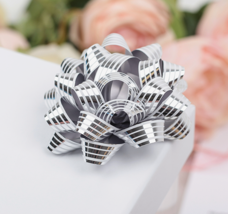 Подарочный Бант - звезда №7.5, металлик с рисунком, МИКС