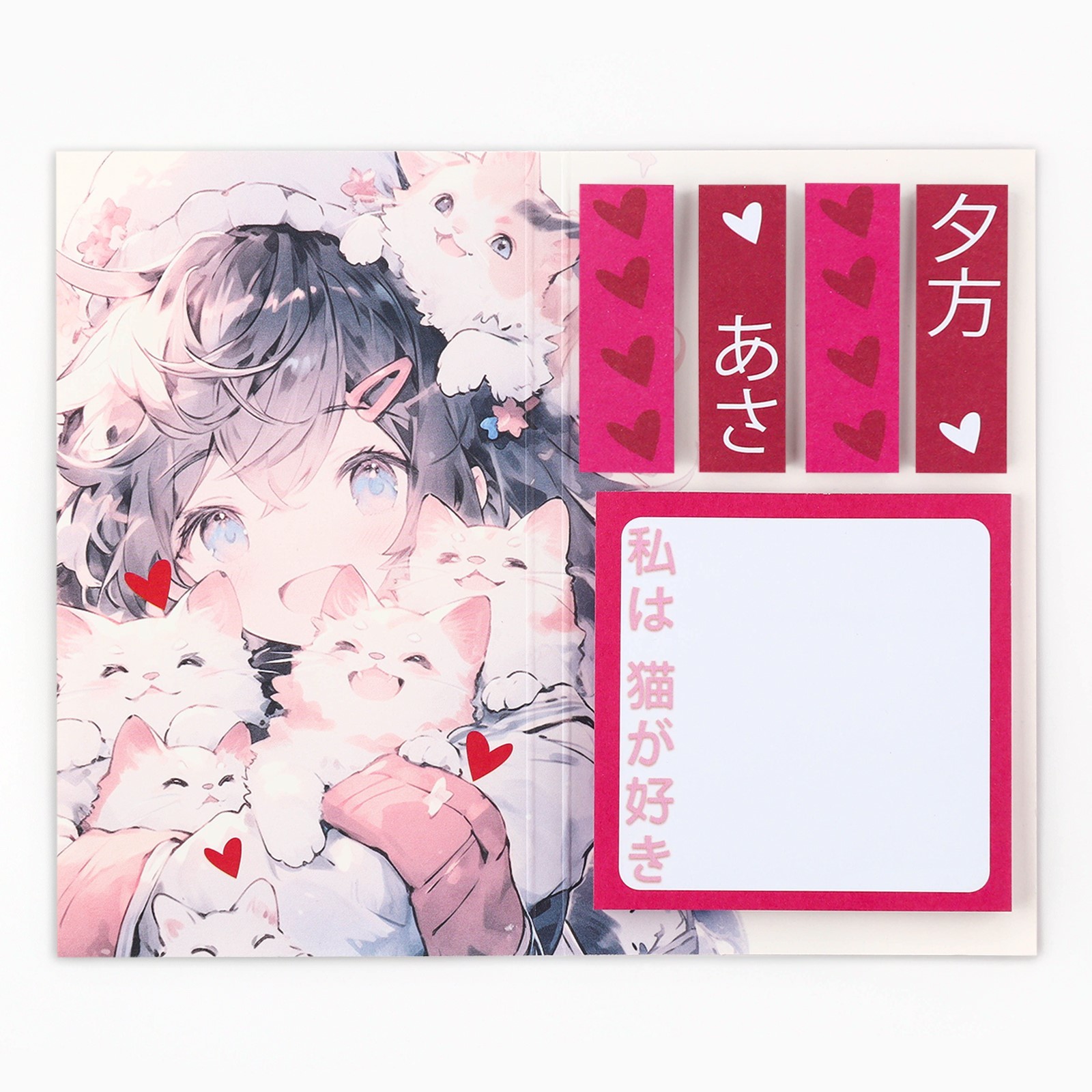 Стикеры «Аниме девочка с кошкой», 5 блоков, 30 л. - фото 2