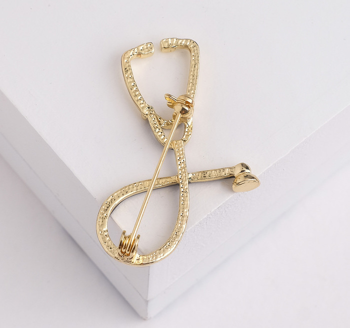 Брошь "Стетоскоп", цвет чёрный в золоте - фото 2