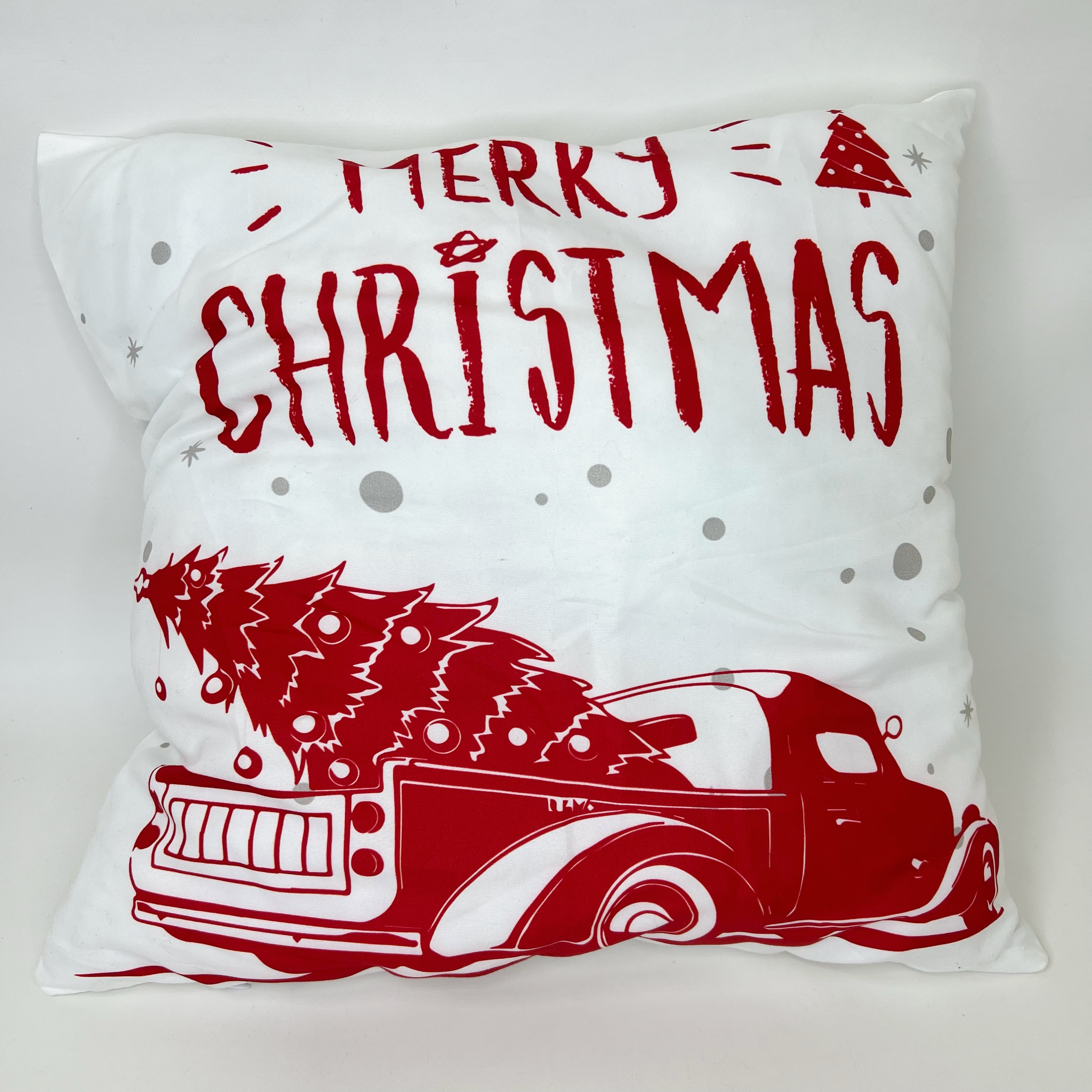 Подушка новогодняя "Merry christmas" белая, авто