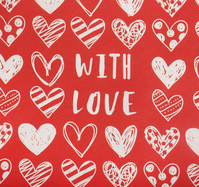 Бумага крафтовая «With love», фон красный, 50 × 70 см - фото 2