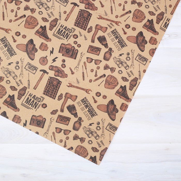 Бумага упаковочная крафтовая «Настоящему мужчине», 50 х 70 см - фото 3