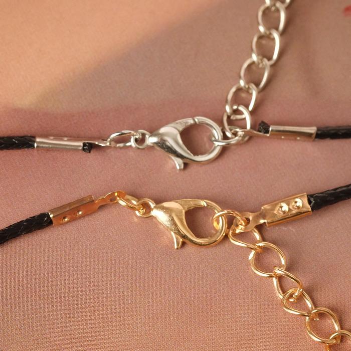 Кулоны на шнурке "Неразлучники" половинки сердец, цвет чёрный, 45 см - фото 3