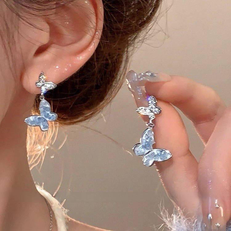 Серьги "Бабочки" двойные